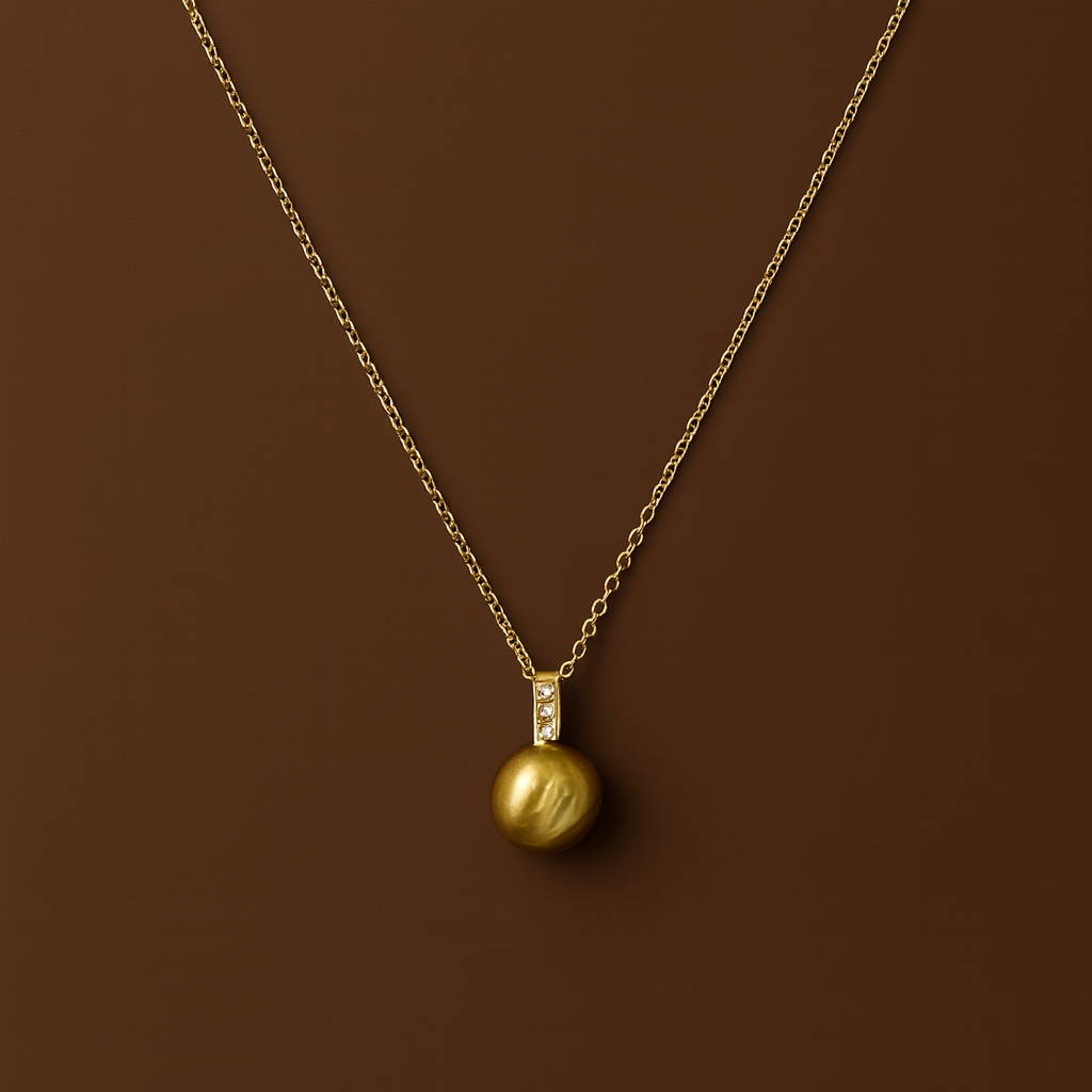 Colar Esfera Dourado com Três Zircónias