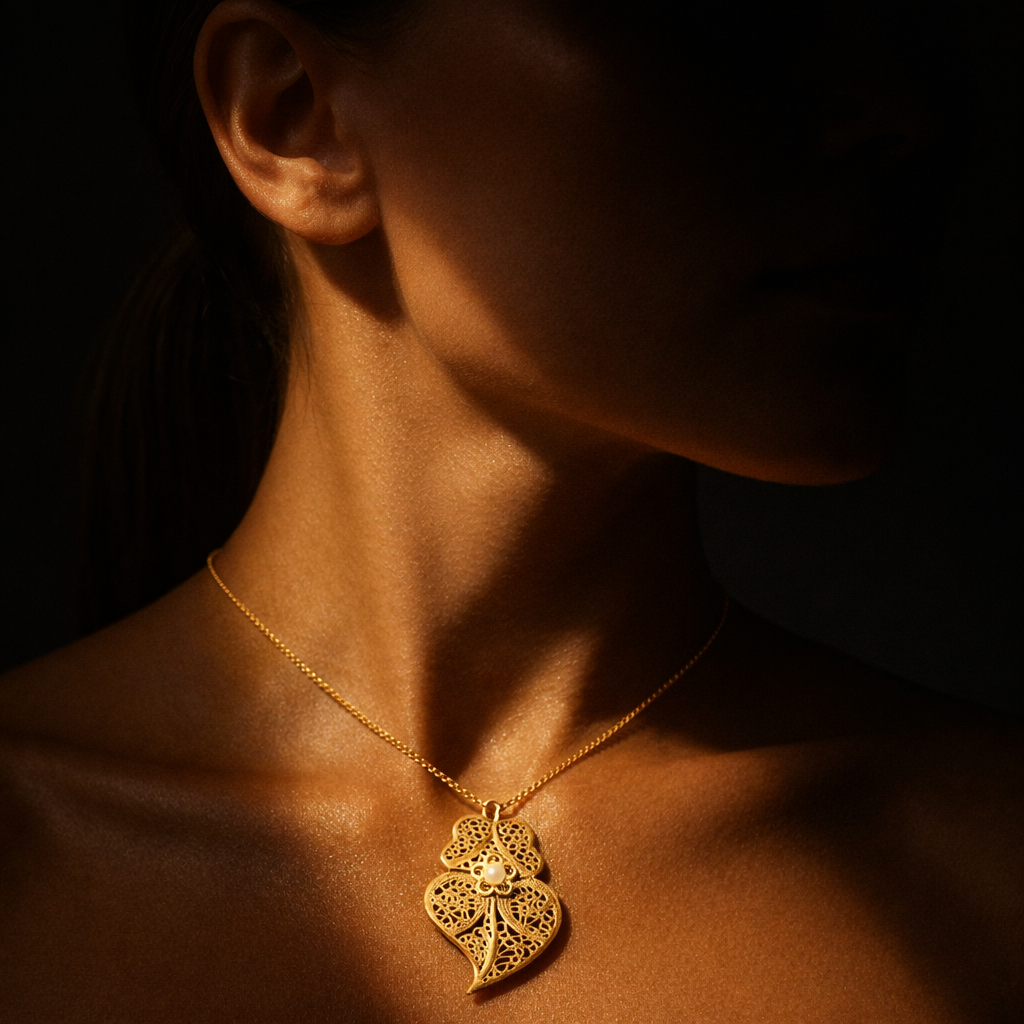 Colar Coração de Viana Dourado