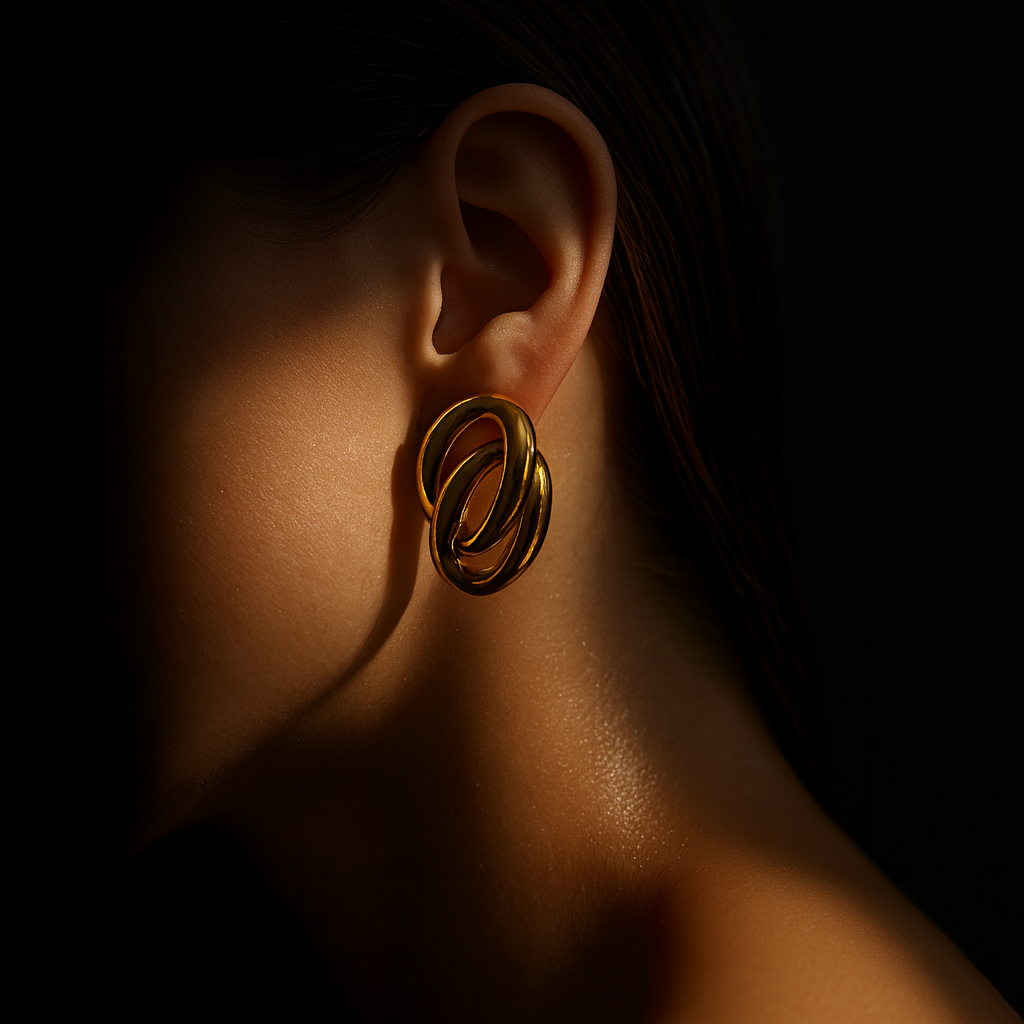 Brincos Aros Entrelaçados Dourados