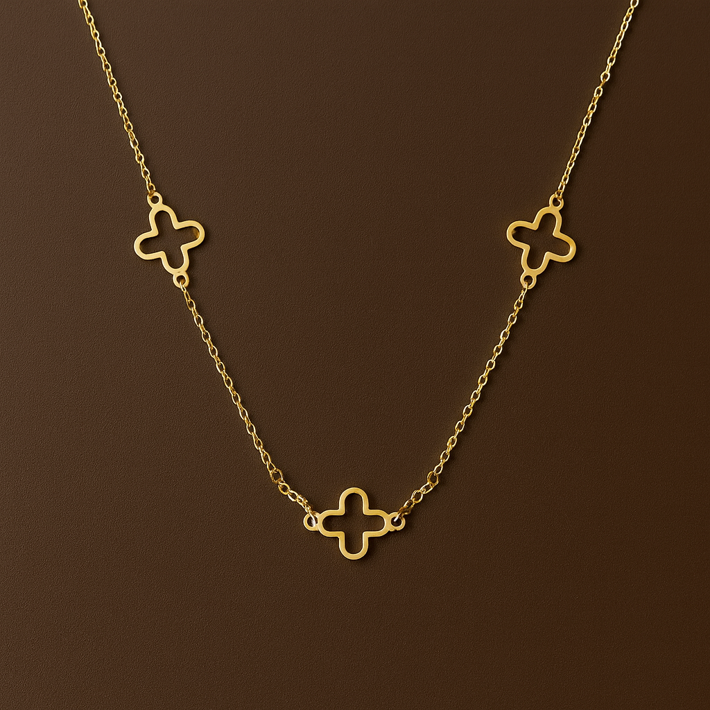 Colar Dourado Trevo de Quatro Folhas