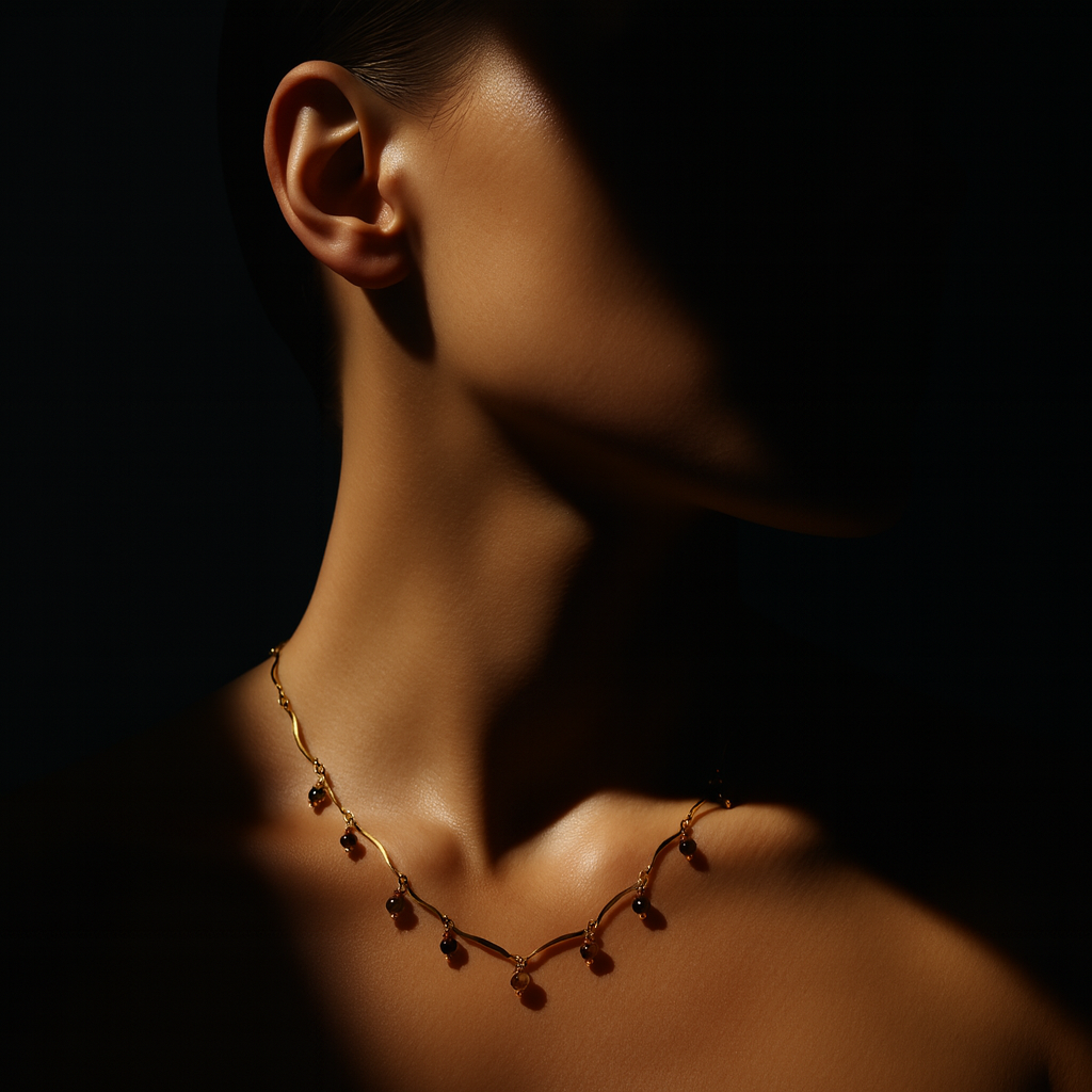 Colar Dourado com Pedras Naturais