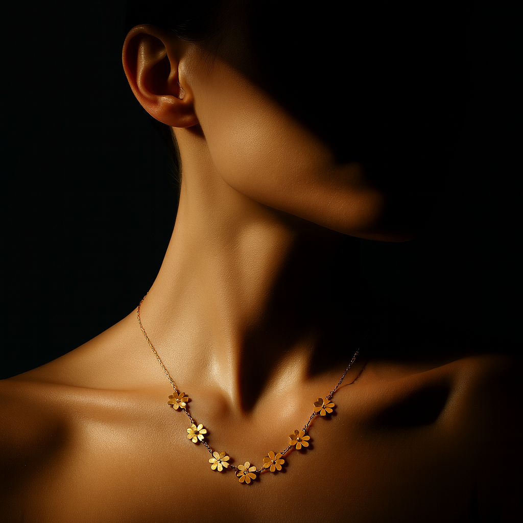 Colar Dourado Flores