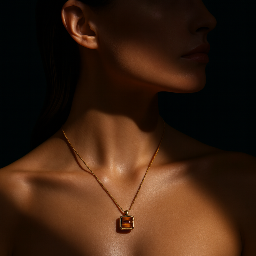 Colar Dourado com Pedra Natural