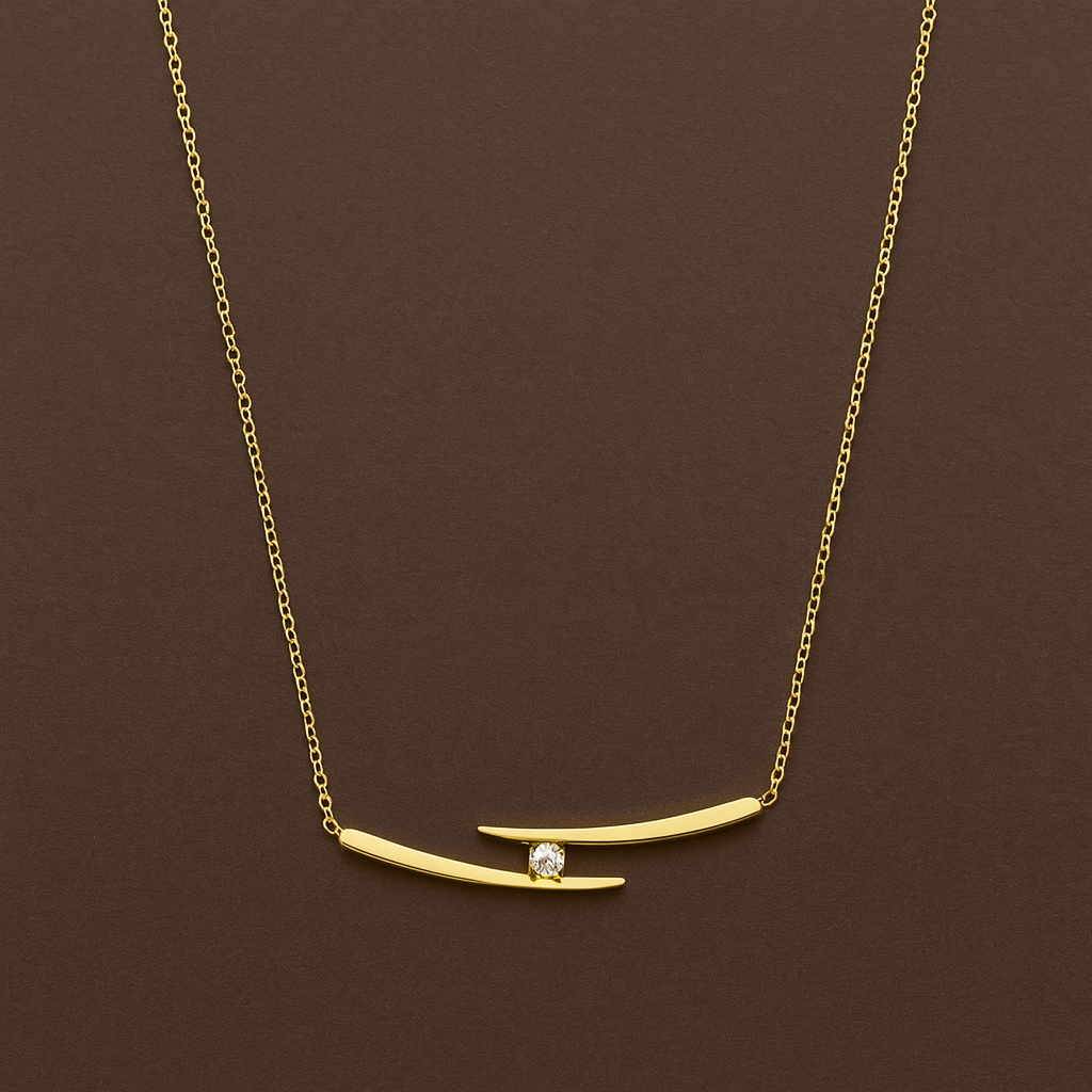 Colar Dourado Desencontrado com Zircónia