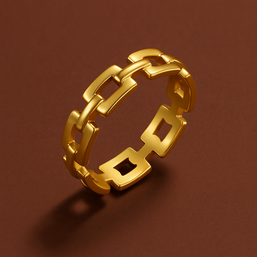 Anel Corrente Quadrada Dourado