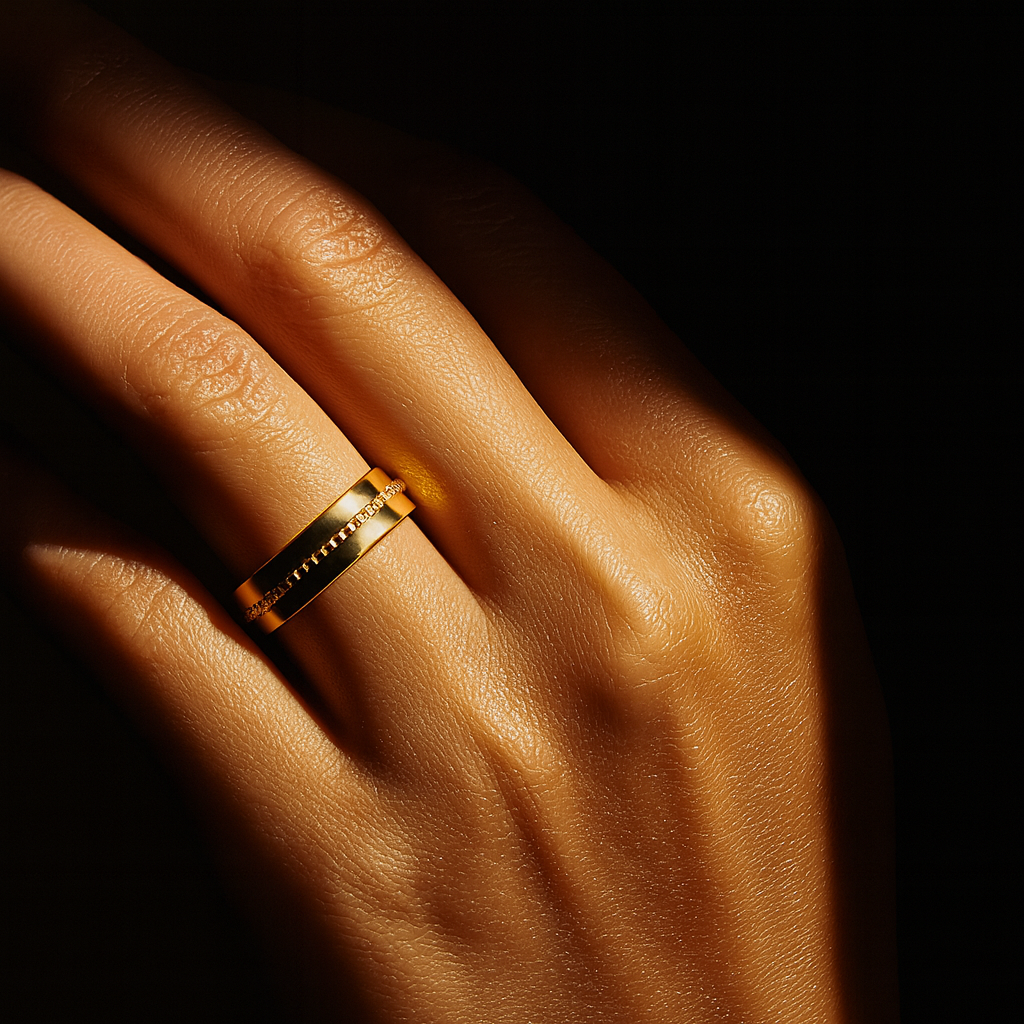 Anel Liso Trabalhado Dourado