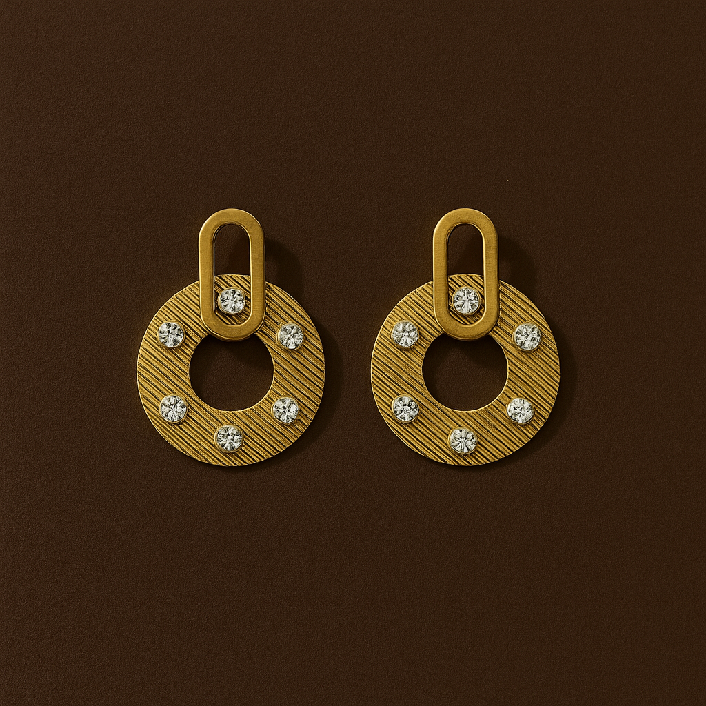 Brincos Círculo Dourados com Zircónias Brancas