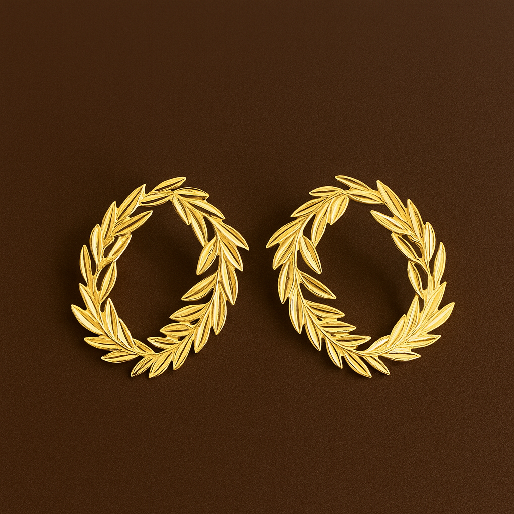 Brincos Redondos Folhas Dourados