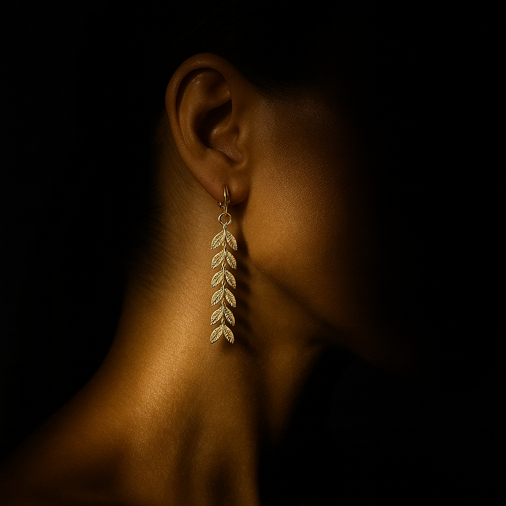 Brincos Caídos Espiga Dourados