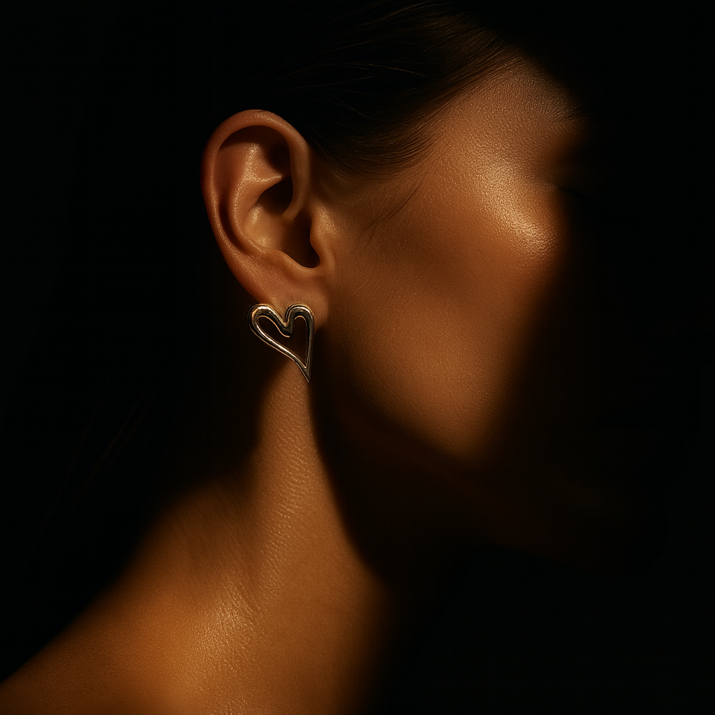 Brincos Coração Prateados