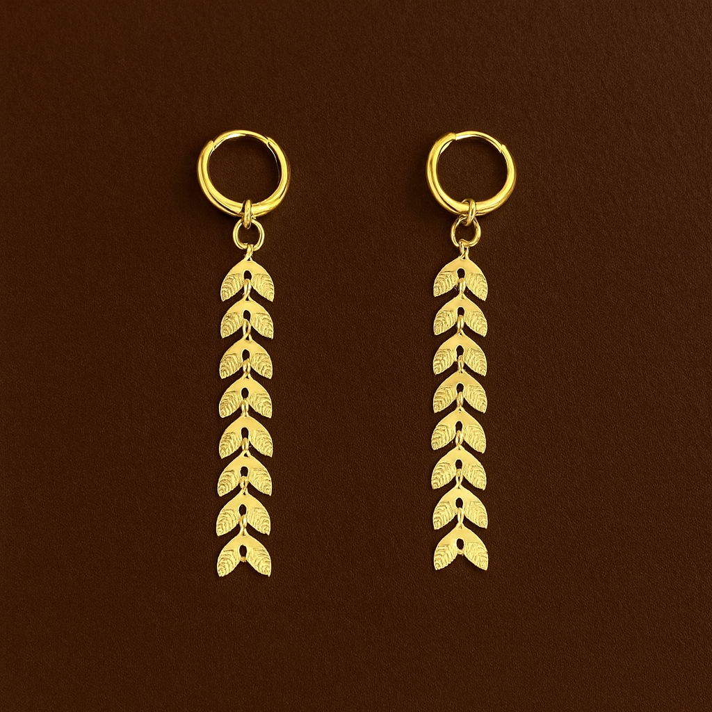Brincos Caídos Espiga Dourados