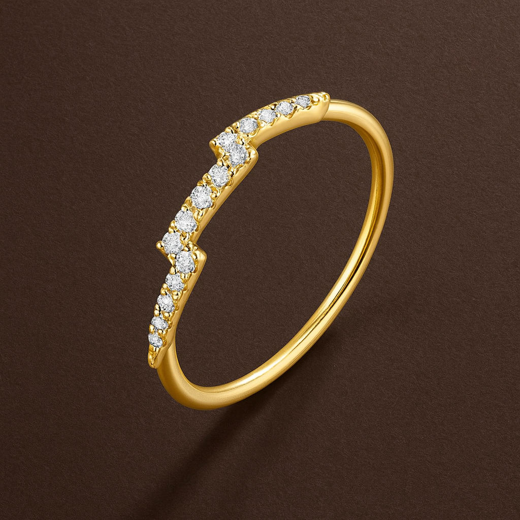 Anel Raio Dourado com Zircónias Brancas