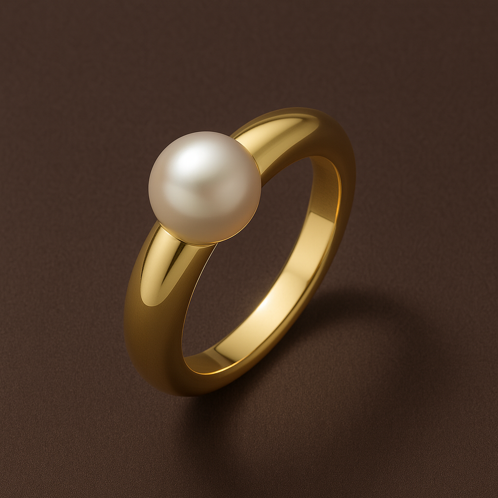 Anel Dourado com Pérola